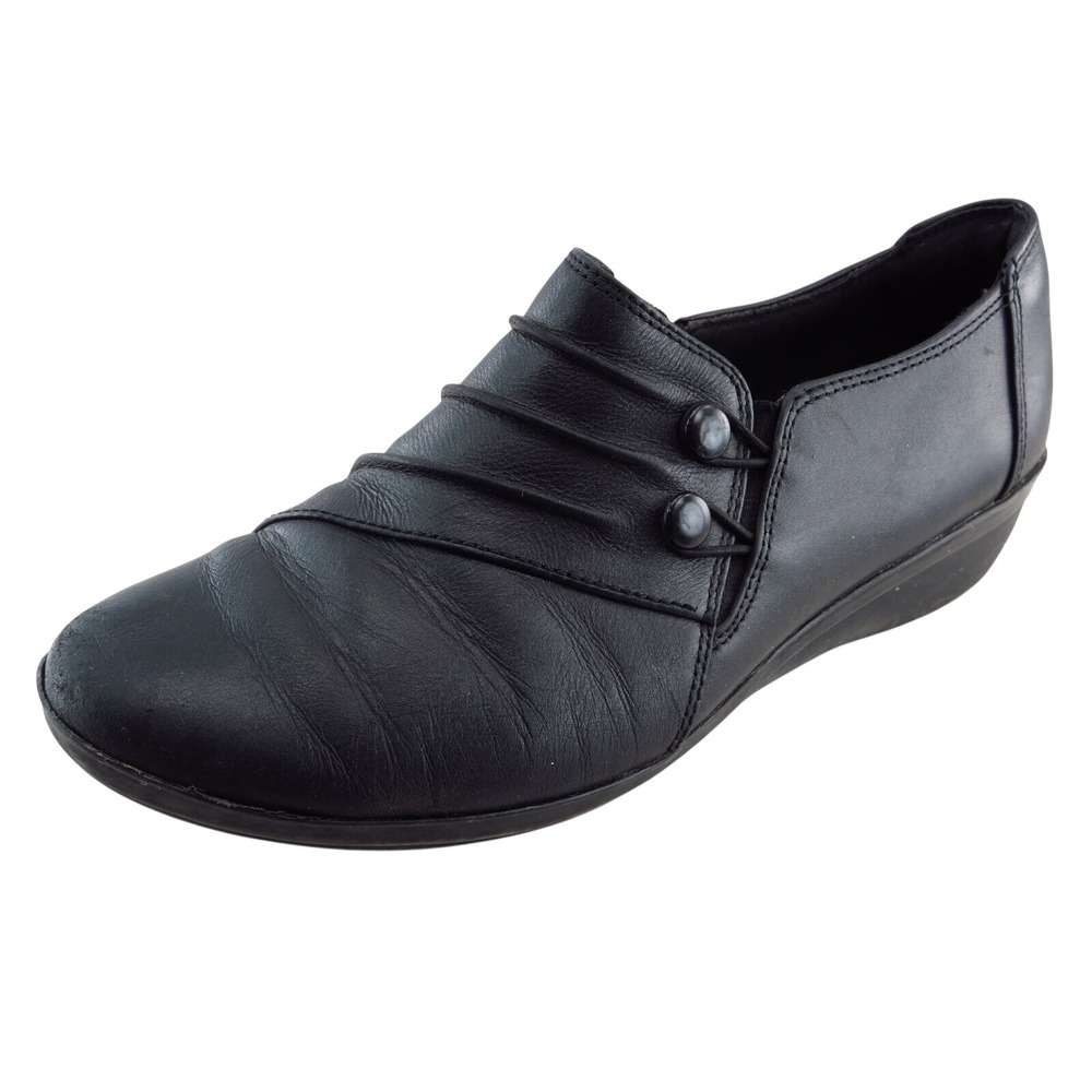 Clarks Low Cut Booties Black Leather Women Shoes Size 7.5 Mediumโ